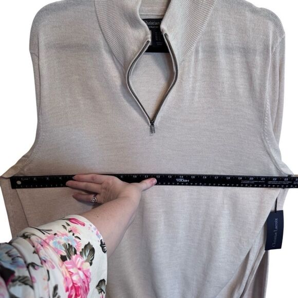 NWT-Christian LaCroix- Men’s 100% Merino Wool Quarter ¼ Zip Sweater Pullover, XL - Picture 6 of 10